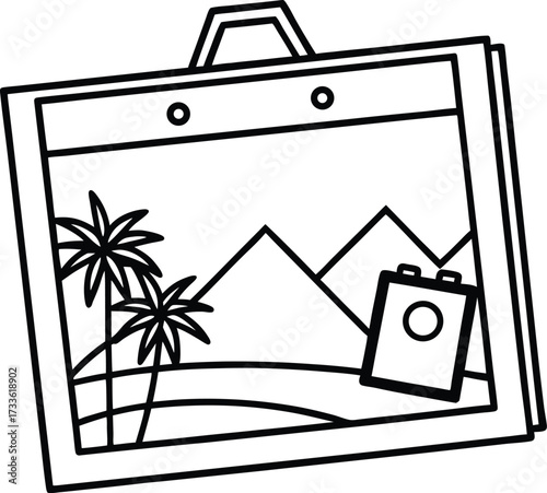 travel photo frame illustration on transparent background