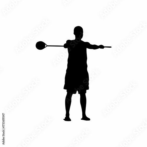 Silhouette of a craft seller blowing glass for demonstration isolated on white background