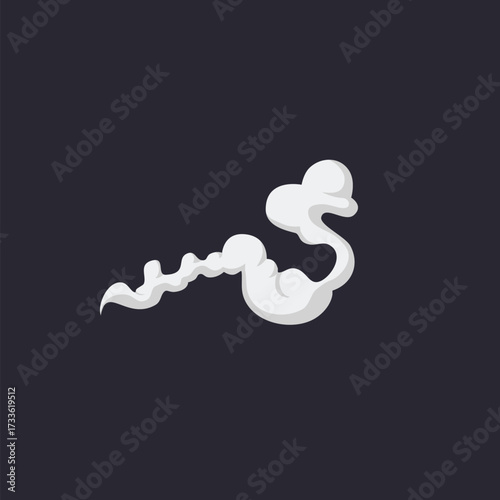 Cartoon Smoke Cloud, Vector White Aroma Or Toxic Steaming Vapor, Dust Steam. Design Elements, Flow Mist Or Smoky Steam for your design