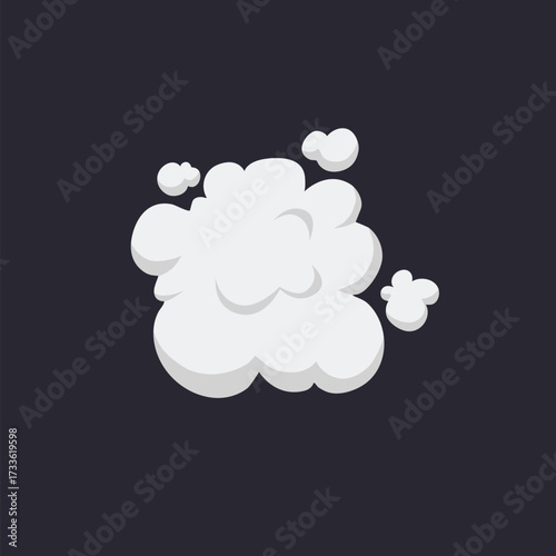 Cartoon Smoke Cloud, Vector White Aroma Or Toxic Steaming Vapor, Dust Steam. Design Elements, Flow Mist Or Smoky Steam for your design