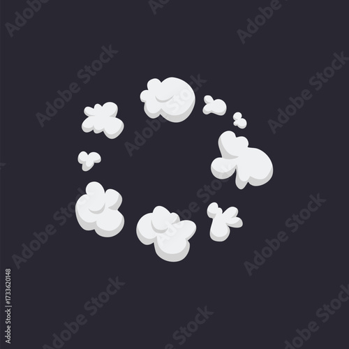 Cartoon Smoke Cloud, Vector White Aroma Or Toxic Steaming Vapor, Dust Steam. Design Elements, Flow Mist Or Smoky Steam for your design