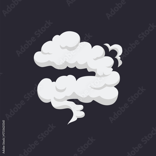 Cartoon Smoke Cloud, Vector White Aroma Or Toxic Steaming Vapor, Dust Steam. Design Elements, Flow Mist Or Smoky Steam for your design