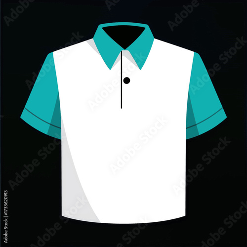 Minimalistic polo shirt design with teal accents on black background