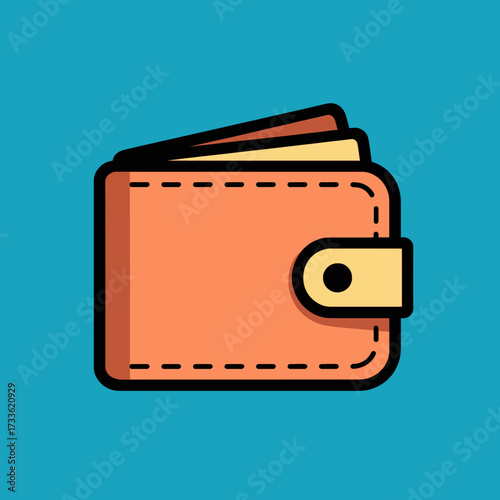 Minimalistic wallet illustration on vibrant blue background
