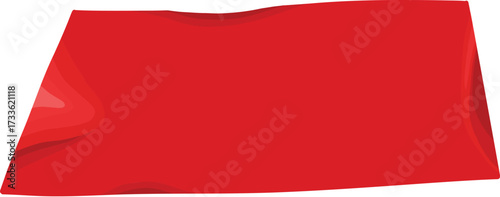 Red duct tape. Scotch glued stripe for repair packaging, adhesive sticker insulating patch crumpled strips sticky color paper plastic tapes, realistic nowaday vector illustration of sticker tape label