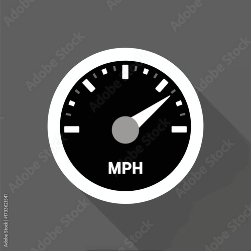 Modern speedometer icon on dark background