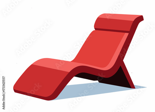Modern red lounge chair on white background