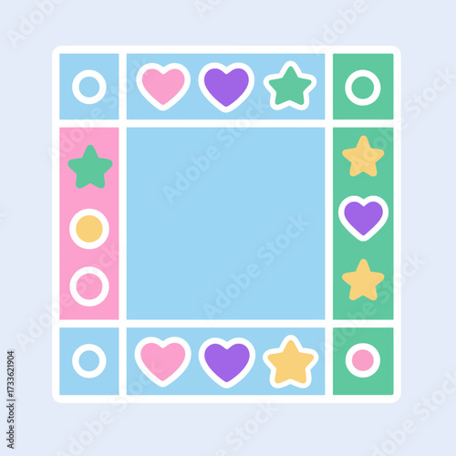 Pastel frame with hearts and stars for creative photoshoot