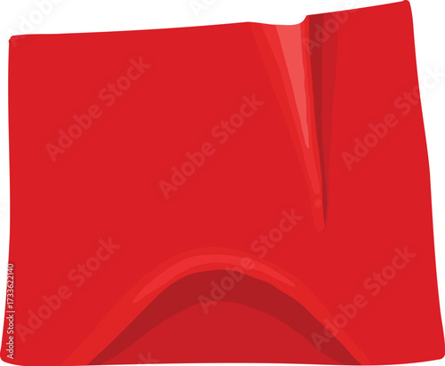 Red duct tape. Scotch glued stripe for repair packaging, adhesive sticker insulating patch crumpled strips sticky color paper plastic tapes, realistic nowaday vector illustration of sticker tape label