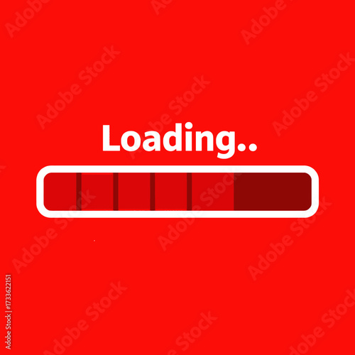 Progressive loading bar on vivid red background