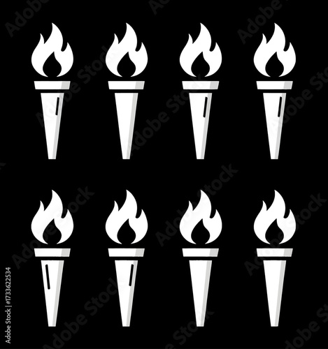 Row of glowing torches against a dark background, symbolizing unity and celebration