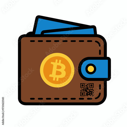 Secure digital wallet with Bitcoin and QR code for modern transactions