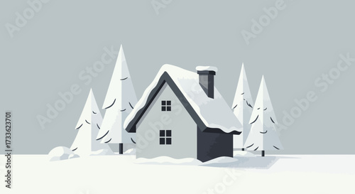 Winter Serenity Cozy Home in a Snowy Landscape