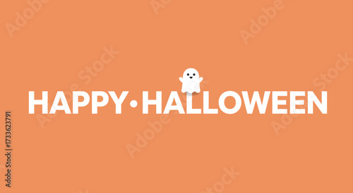 A cheerful and inviting greeting message on a vibrant orange background, featuring a charming spectral character for the festive autumn holiday season
