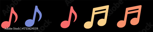 Vibrant musical notes on a black background