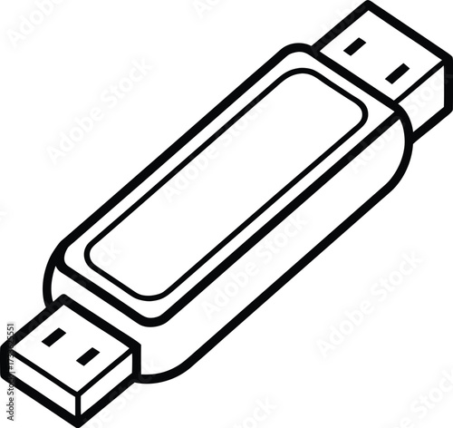 usb flash drive minimal style illustration on transparent background