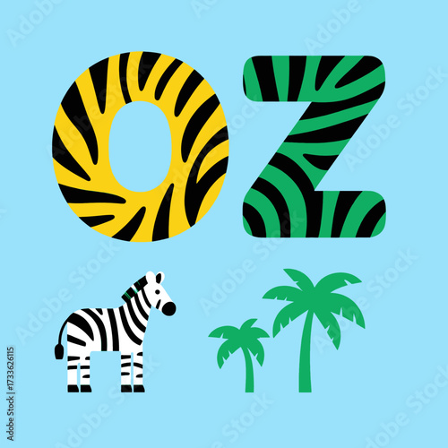 Zebra and palm trees in vibrant jungle setting