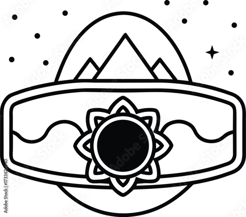 vr headset mandala dreamscape illustration on transparent background
