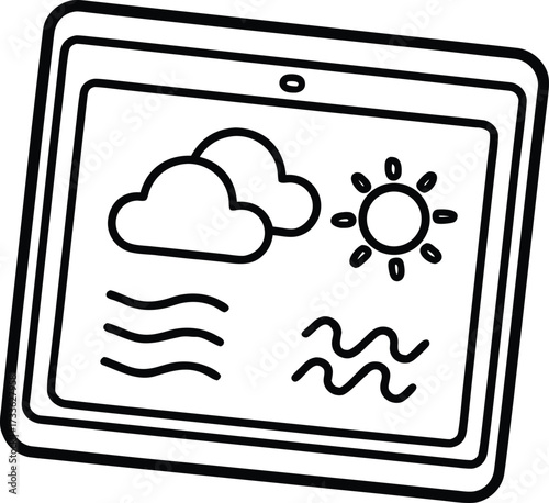 weather app tablet illustration on transparent background