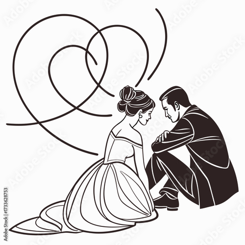 vector illustration of a wedding couple