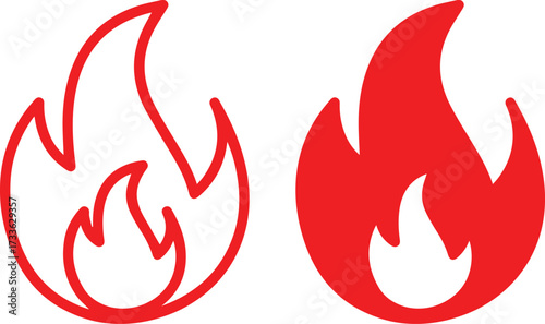 Flame icon fire, flames, red, graphic, vector, illustration, symbol, icon, simple, bold