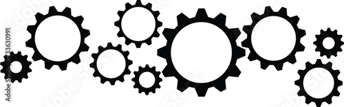Vector illustration of a black and white abstract background featuring a round gear design element perfect for a mechanical industry badge