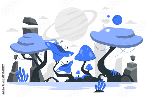alien planet Flat Illustrations
