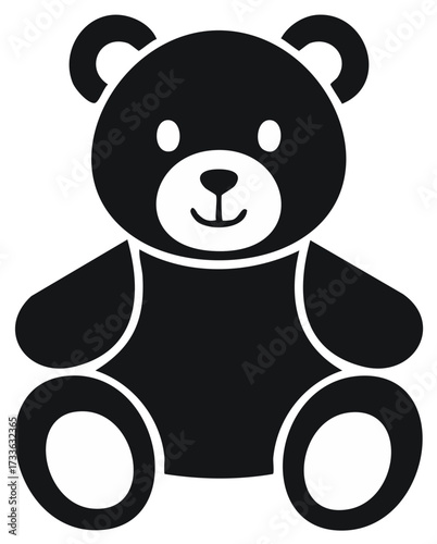 Simple black and white teddy bear illustration