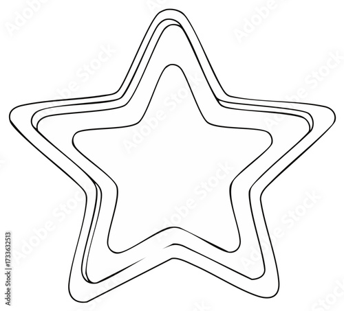 Star Outline, Multiple Contours, Hand Drawn Style Graphic Element
