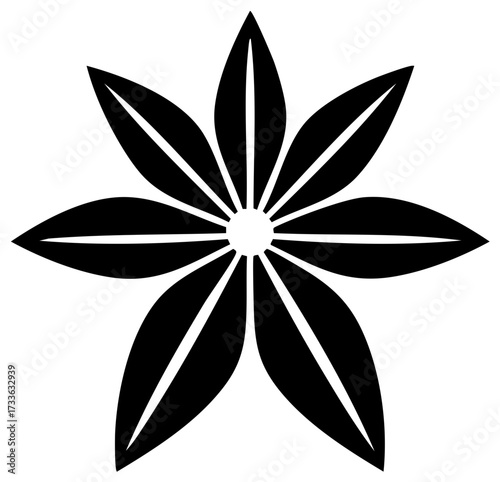 Simple black star anise spice icon silhouette vector graphic isolated