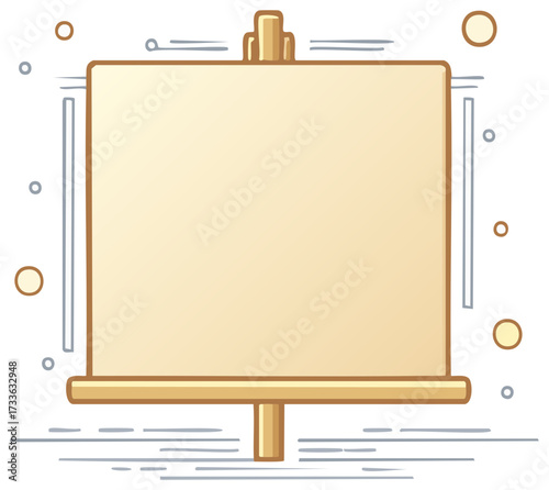 Easel Cartoon Drawing, Copy Space Illustration, Empty Billboard Art, Decorative Banner Vector, Beige Signage Display