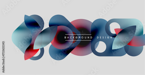 Abstract flowing shapes, vibrant colors, modern design. Background features translucent layers, creating dynamic visual effect.