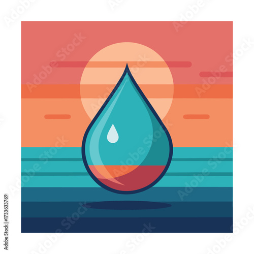 Water drop sunset