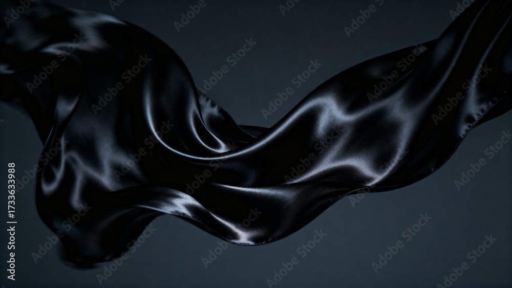 Naklejka premium FlowingBlackSilkFabric