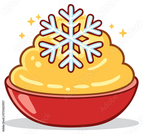 Sparkling Snowflake on a Festive Bowl of Winter Comfort Food Illustration