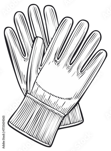 Illustration of Leather Work Gloves for Gardening or Protection