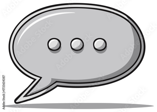Illustration of Speech Bubble Graphic Symbol with Three Dots and Shadows on White Background Communication Design
