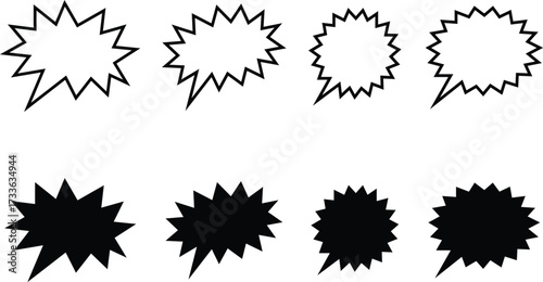  splashes and drops with black silhouettes of leaves and flowers as a vector set illustration