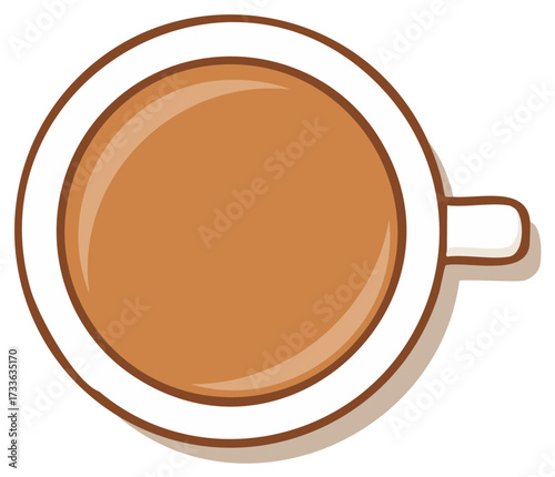 Top View Coffee Cup with Handle Illustration Drink Cafe Beverage Relax