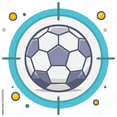 Football in a target crosshair vector icon for sports betting and game goals
