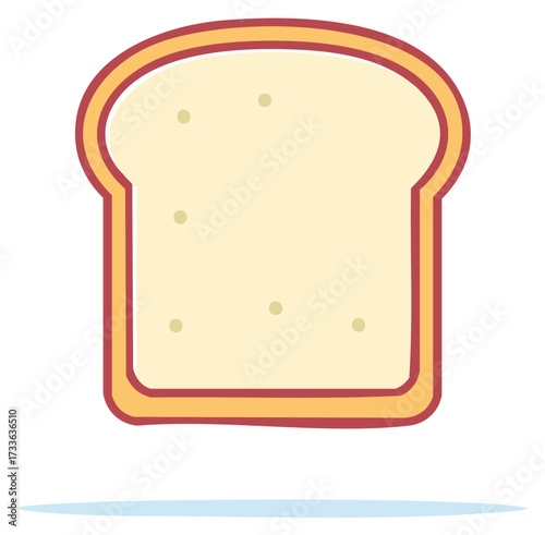 A single slice of white bread with a golden crust is depicted in a stylized illustration