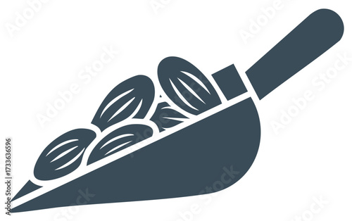 Scoop of Almonds Isolated, Nutty Snack, Vegan Food, Single Icon Symbol