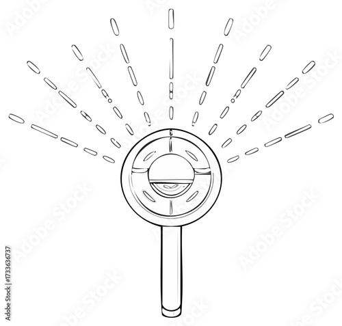 Line Art Sprinkler Head with Water Droplets Spraying Outwards