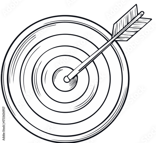 Arrow Piercing Center of Target Graphic Illustration for Goal Achievement