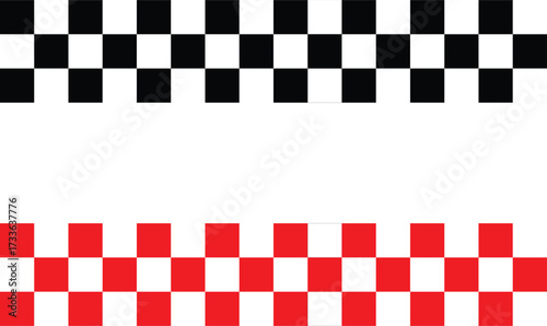 A simple black and white checkered flag pattern evokes the finish line of a race or a classic chess board game