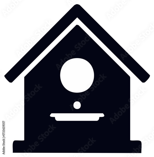 Simple Dark Silhouette of a Birdhouse with a Round Entrance and Perch