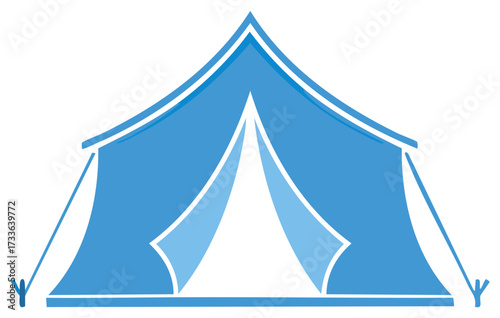 Camping Tent Vector Illustration for Outdoor Adventure Blue Shelter Icon