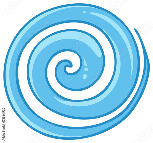Cartoon Water Swirl Wave and Wind Vortex Icon Vector Illustration