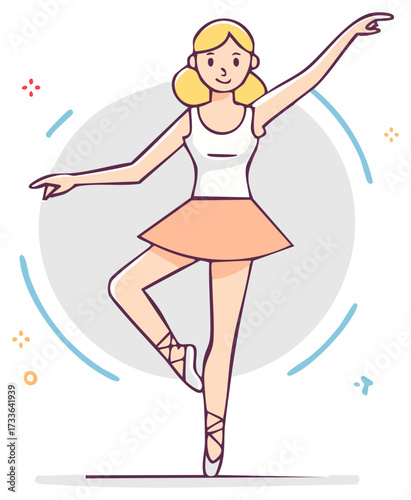 Ballet dancer illustration in a graceful pose performing on point