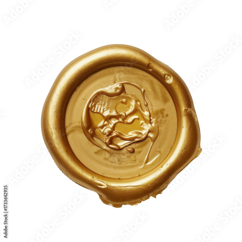 Golden Wax Seal Stamp with Abstract Design graphic isolated on a transparent background